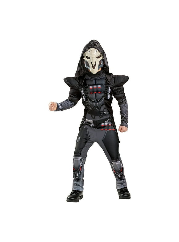 Disguise Boys' Classic Overwatch Reaper Muscle Jumpsuit Costume - Size 10-12