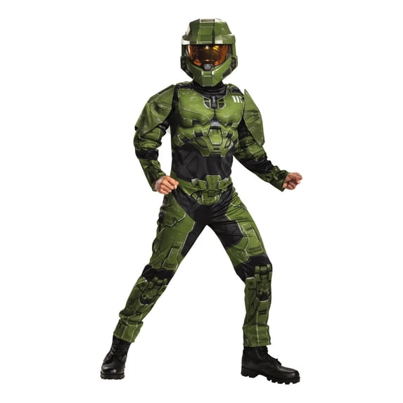 Disguise Boys' HALO Infinite Master Chief Muscle Jumpsuit Costume - 4-6