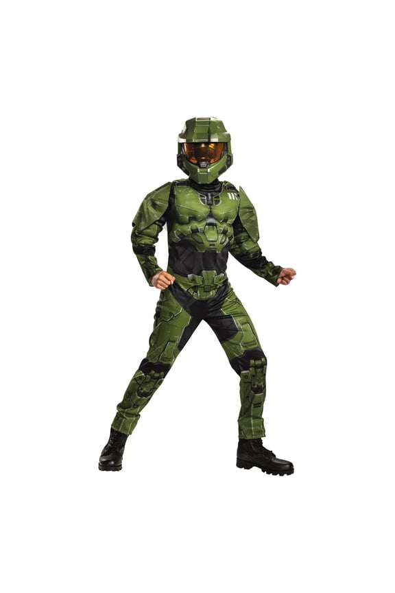 Boys' HALO Infinite Master Chief Muscle Padded Costume - Size 10-12