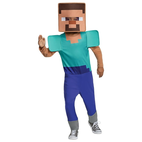 Disguise Boys' Minecraft Recycled Blend Steve Jumpsuit Costume - Size 7-8