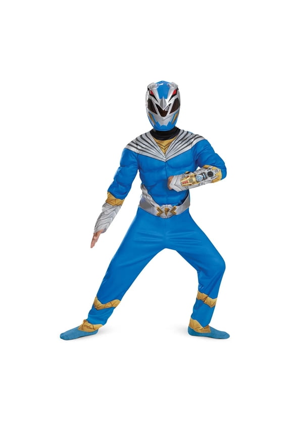 Boys' Power Rangers Cosmic Fury Blue Ranger Muscle Costume - Size 4-6 - Blue