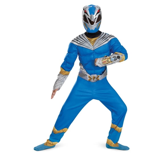 Disguise Boys' Power Rangers Cosmic Fury Blue Ranger Muscle Costume - Size 7-8 - Blue