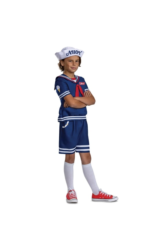 Boys' Stranger Things Steve Harrington Scoops Ahoy Uniform Classic Costume - Size 14-16 - Blue