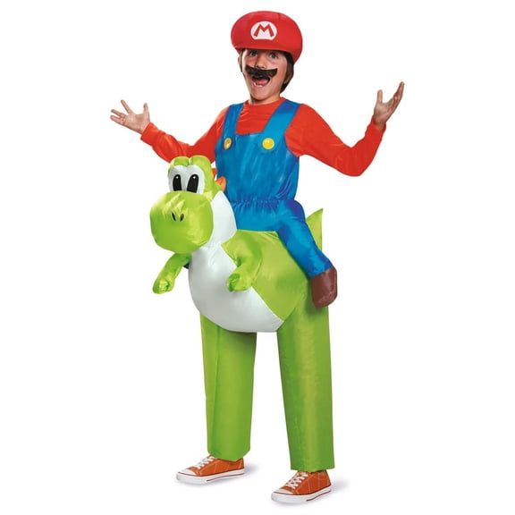 Disguise Boys' Super Mario Bros. Mario Riding Yoshi Inflatable Costume - One Size Fits Most