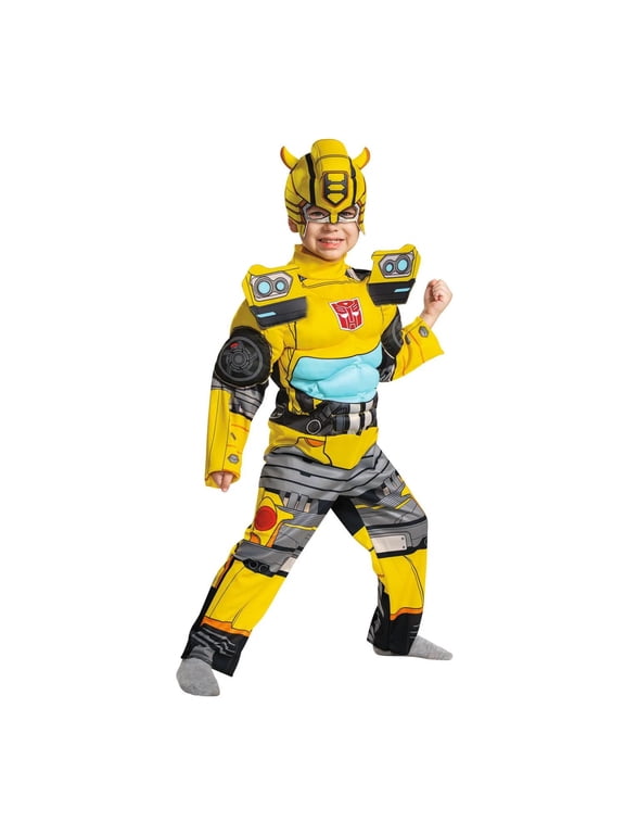 Boys' Transformers Bumblebee Muscle Jumpsuit Costume - 3T-4T