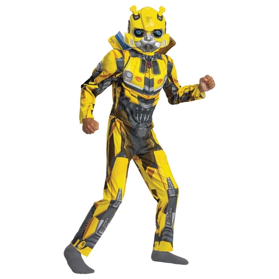 Disguise Boys' Transformers Rise of the Beasts Classic Bumblebee Muscle Jumpsuit Costume - Size 7-8