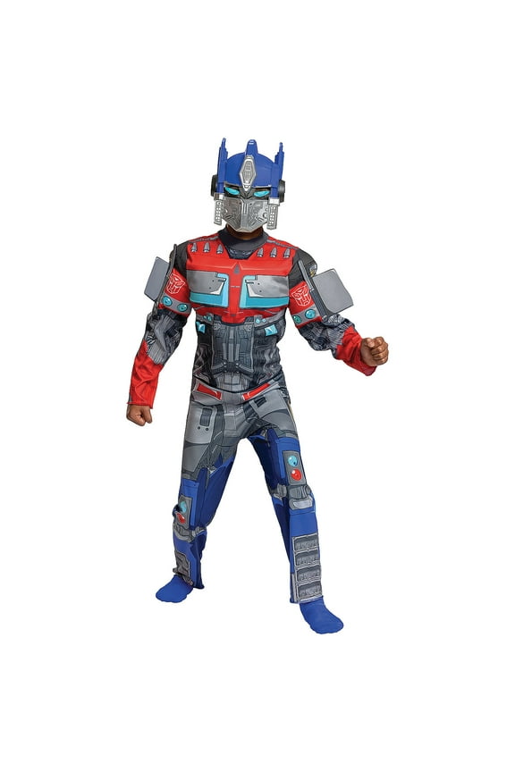 Boys' Transformers Rise of the Beasts Classic Optimus Prime Muscle Jumpsuit Costume - Size 7-8