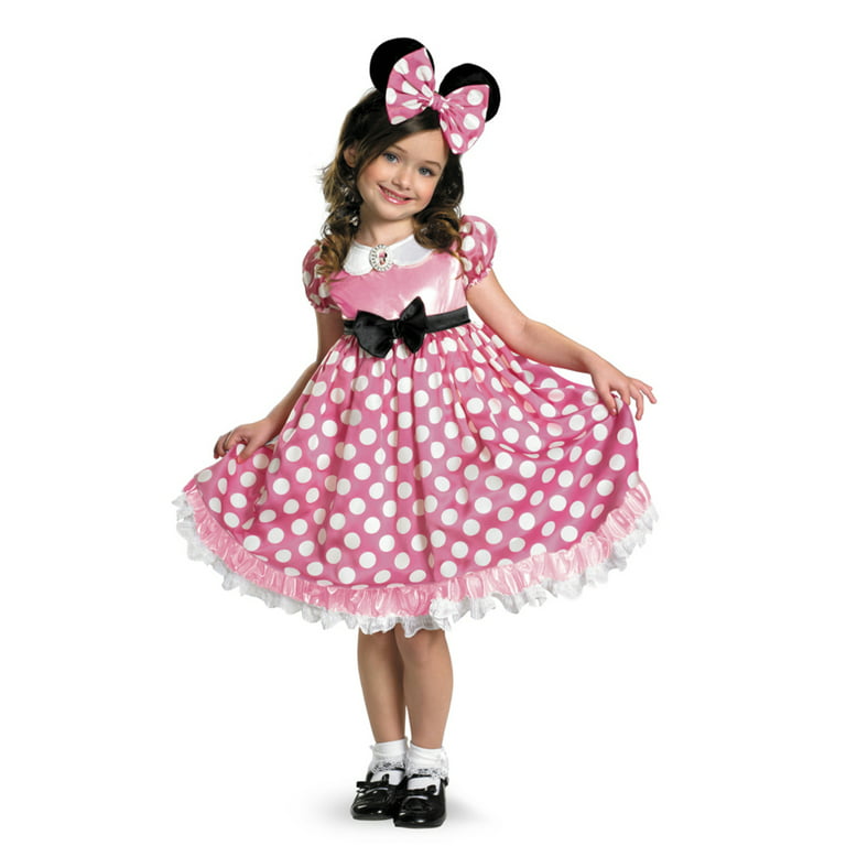 Disguise Clubhouse Minnie Mouse Glow in the Dark Girl's Halloween  Fancy-Dress Costume for Toddler, 3T-4T 