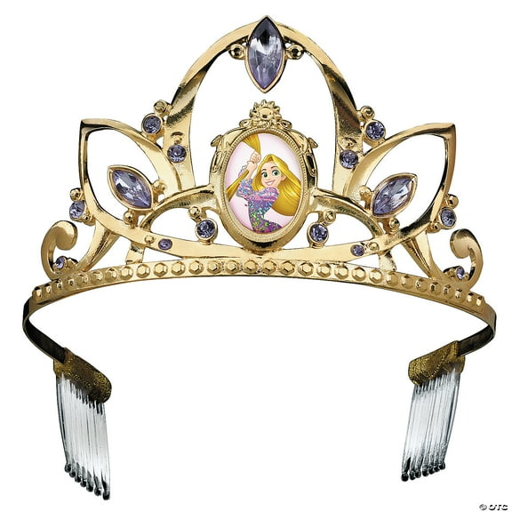 Disguise Deluxe Plastic Golden Tiara with Purple Stones, Purple