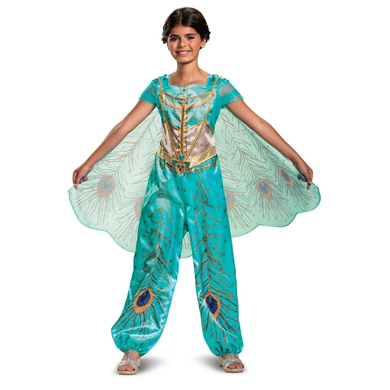 Disguise Disney's Aladdin Live Action Girls Classic Teal Jasmine Halloween Costume, Size: 3T-4T