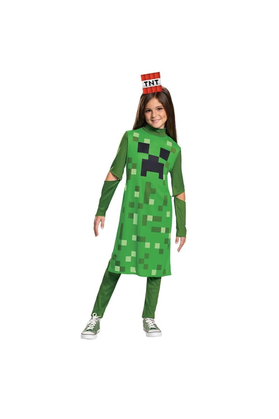 Girl's Minecraft Creeper Costume - Size 7-8