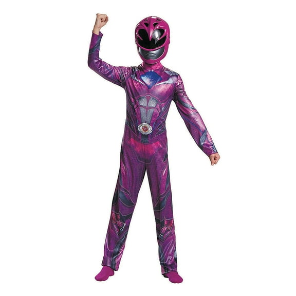 Disguise Girls' Classic The Power Rangers Movie Pink Power Ranger Jumpsuit Costume - Size 10-12