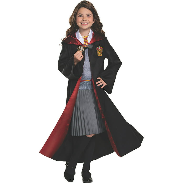 Girls Hermione Gryffindor Robe Kit Fancy Dress Wizard Costume Book Day Set