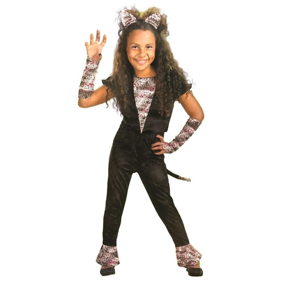 Disguise Girls Fancy Feline Kitty Cat Velvety Jumpsuit Halloween Costume S(4-6X)