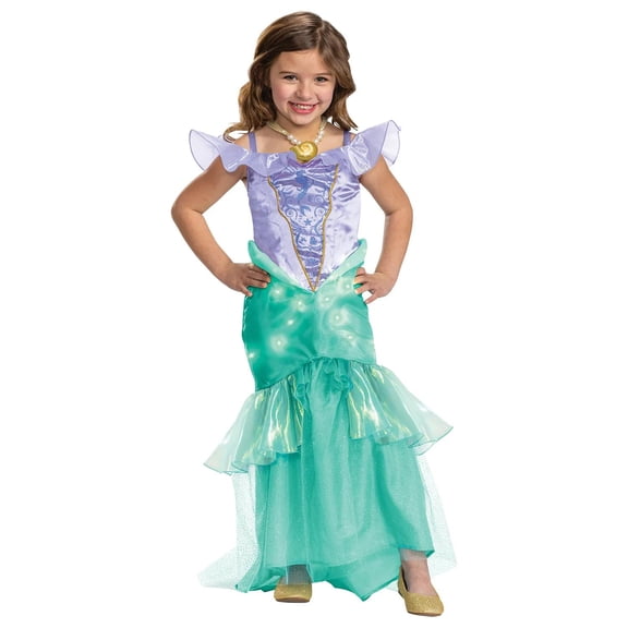 Disguise Girls' The Little Mermaid Ariel Light & Sound Prestige Costume - Size 4-6