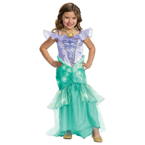 Disguise Girls' The Little Mermaid Ariel Light & Sound Prestige Costume - Size 4-6