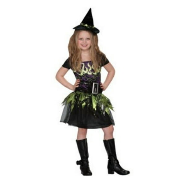 Disguise Girls Witch Costume Spellcaster Witch Dress & Hat Set XL