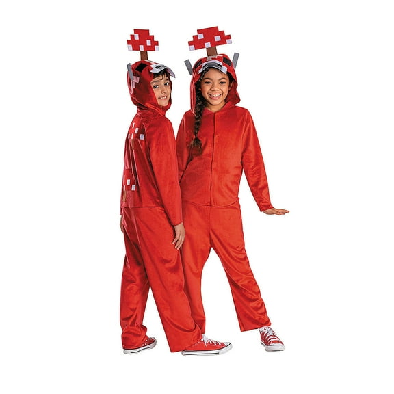 Minecraft Kids' Mooshroom Hooded Jumpsuit Halloween Classic Costume Jumpsuit - Red Large 10-12