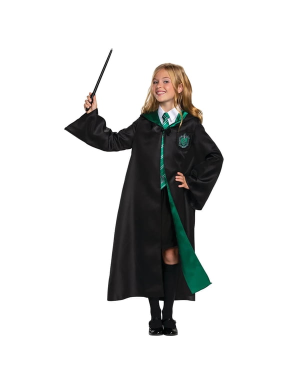 Kids' Deluxe Harry Potter Slytherin Robe Costume - Size 10-12
