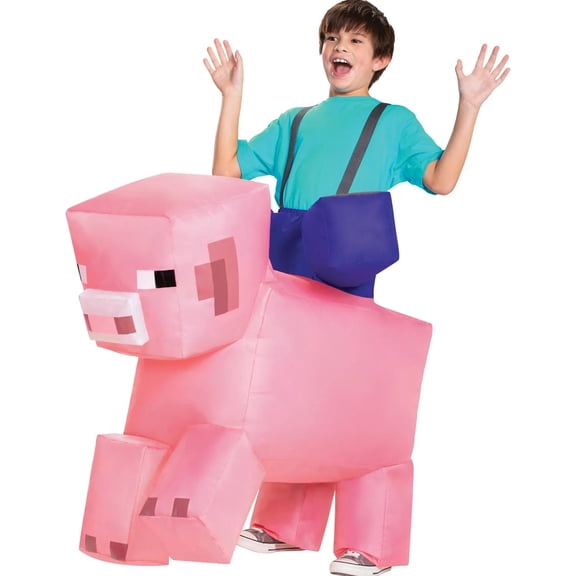 Disguise Kids' Minecraft Pig Ride On Inflatable Costume - One Size Fits Most