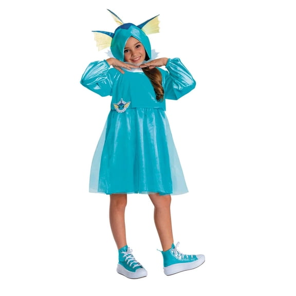 Pok'emon Kids' Vaporeon Hooded Dress Halloween Costume Dress - Blue Large 10-12