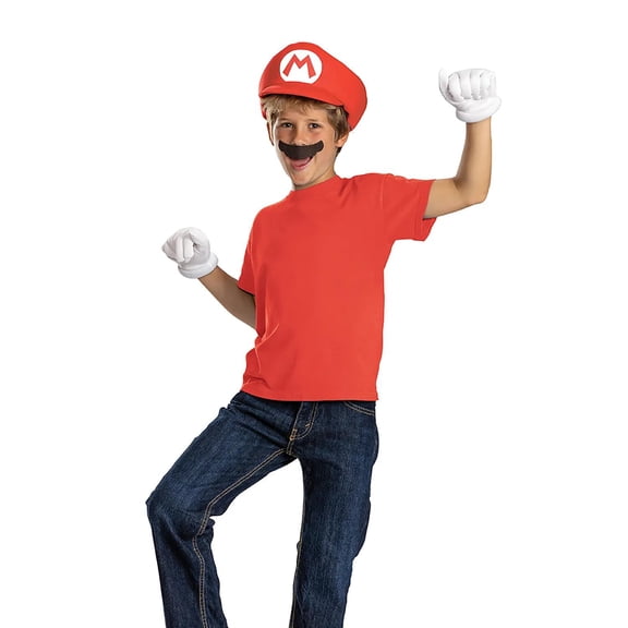 Disguise Boys' Super Mario Elevated Mario Accessory Kit Costume - Size One Size Fits Most - Red