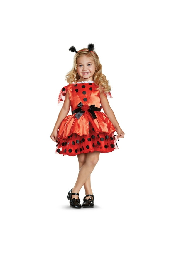 Lady Bug Classic Costume for Toddlers with Wings and Headband for Children, Toddler 2T
