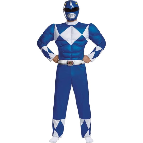 Disguise Mens Power Rangers Classic Blue Ranger Muscle Costume - Size Large/X Large