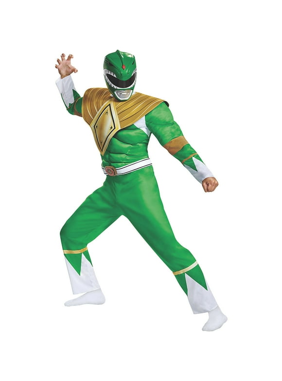 Disguise Mens Power Rangers Classic Green Ranger Muscle Costume - Size Large/X Large