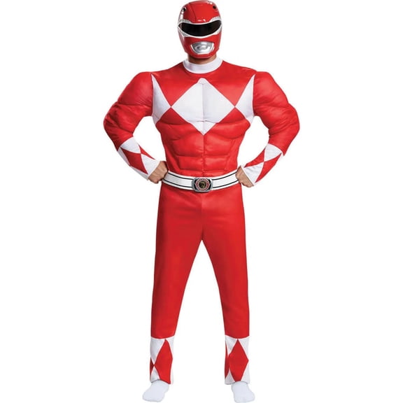 Disguise Mens Power Rangers Classic Red Ranger Muscle Costume - Size Large/X Large