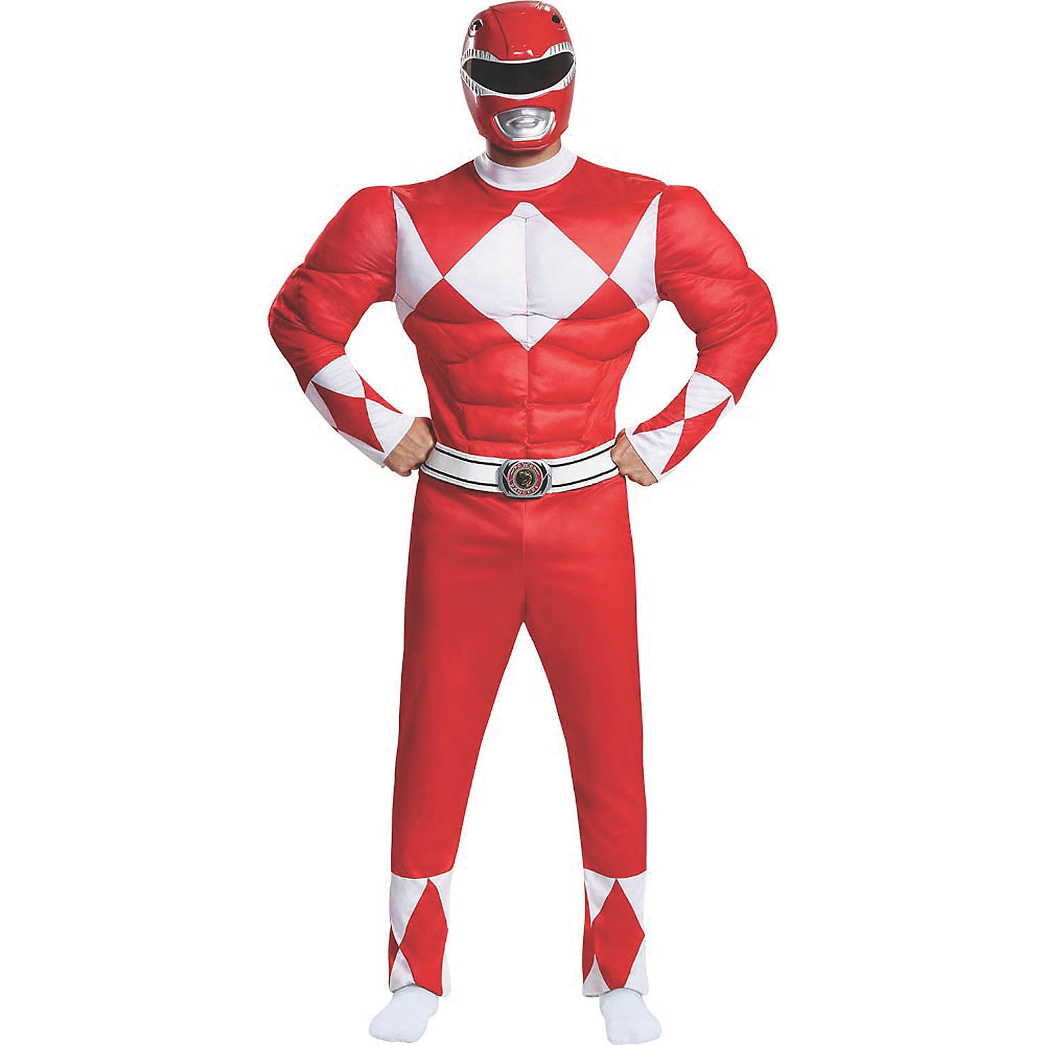 Disguise Mens Power Rangers Classic Red Ranger Muscle Costume - Size XX ...