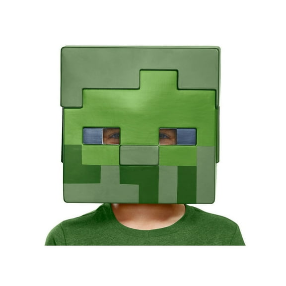 Disguise Minecraft Zombie Green Plastic Halloween Half Costume Mask, for Child