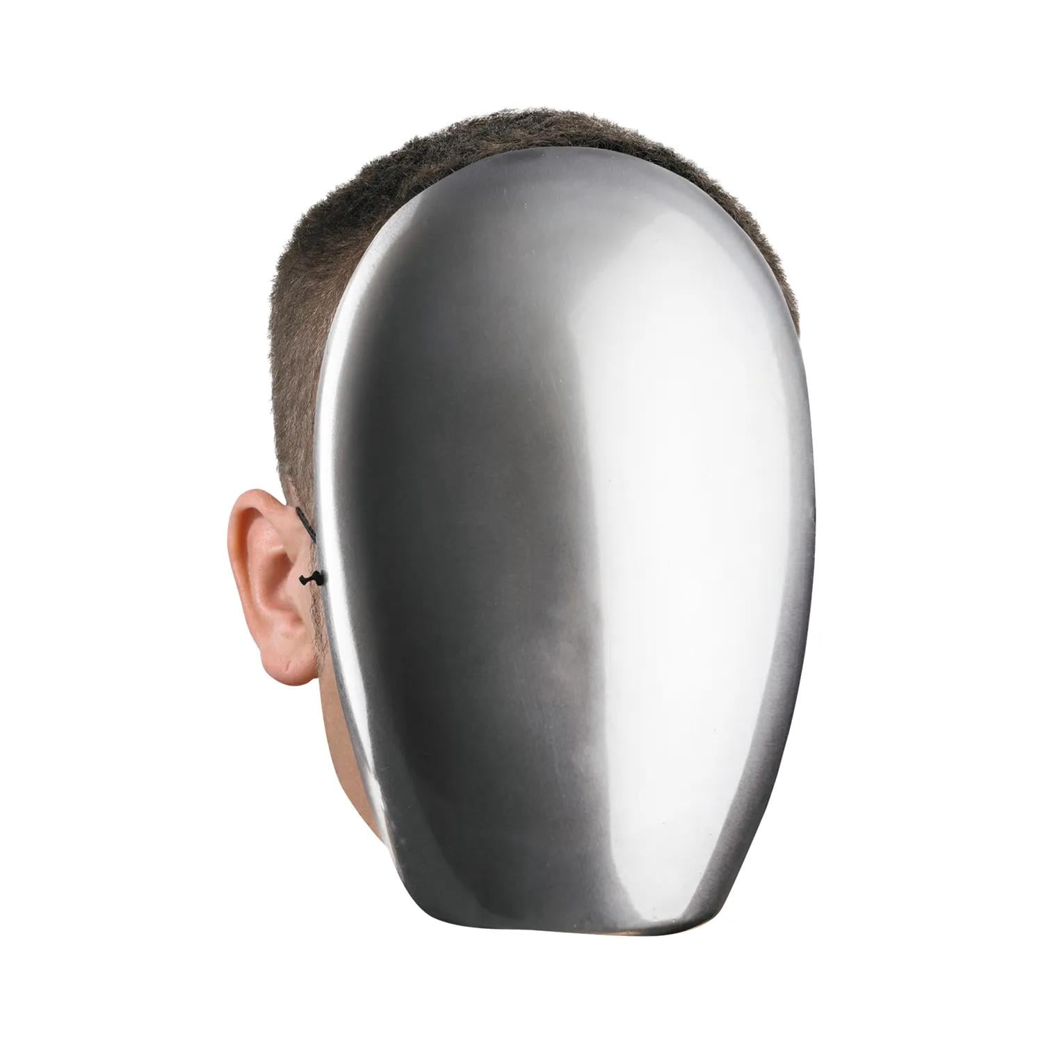 Disguise No Face Chrome Silver Plastic Halloween Costume Mask, for Adult
