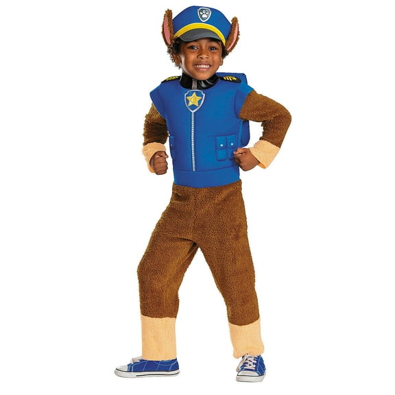 Paw Patrol Chase Toddler Halloween Deluxe Costume Jumpsuit - Brown 3T-4T