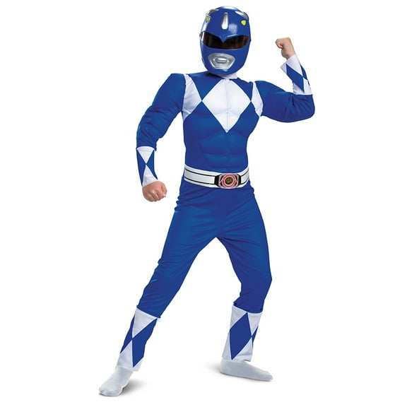 Disguise Power Rangers Blue Ranger Classic Boys Muscle Exclusive Halloween Costume