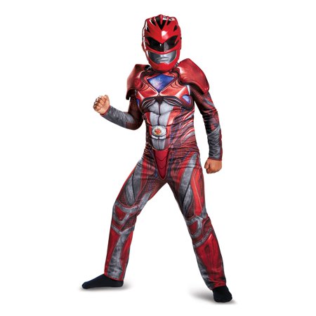 Disguise Red Ranger Boy's Classic Muscle Halloween Fancy-Dress Costume for Child, L (10-12)