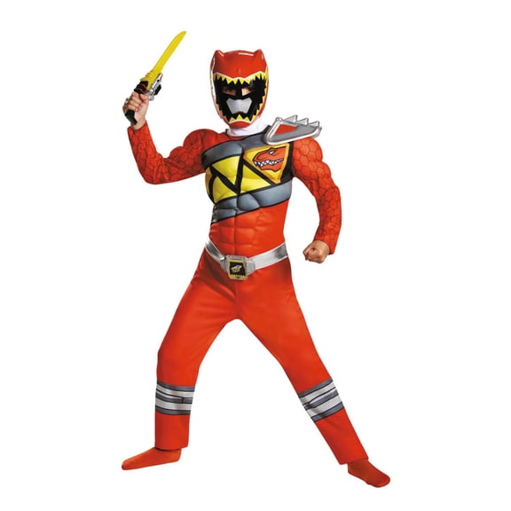 Disguise Red Ranger Classic Muscle Boy\'s Halloween Fancy-Dress Costume for Child, M