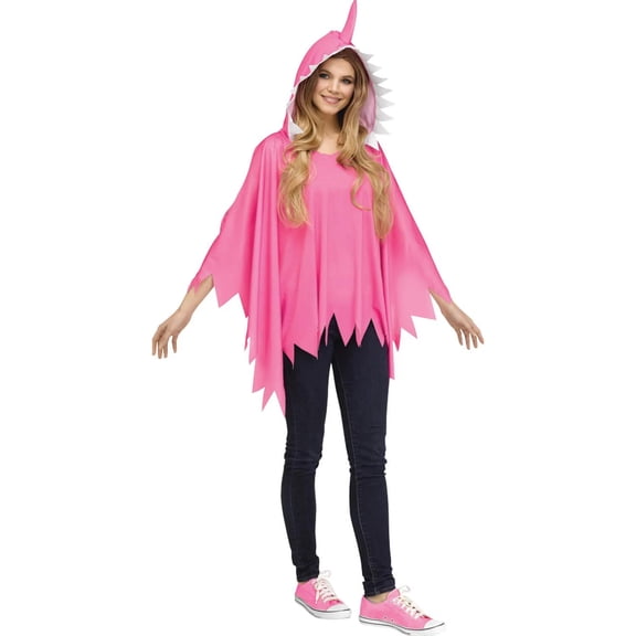 Disguise Shark Poncho Costume for Adults with Hood and Fin for Adults, One Size
