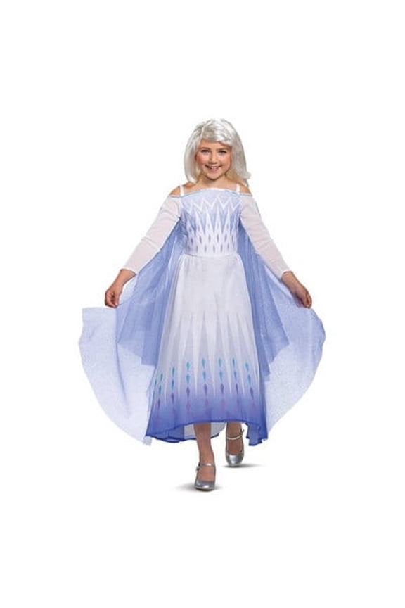 Disguise Snow Queen Elsa Fancy-Dress Costume for Girls with Glitter Cape for Children, Size M (7-8)