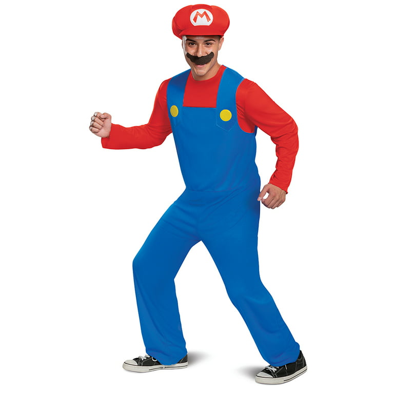 Disguise Mens Mario Costume, Official Super And Hat Adult Sized, Mario, S  (28-30)
