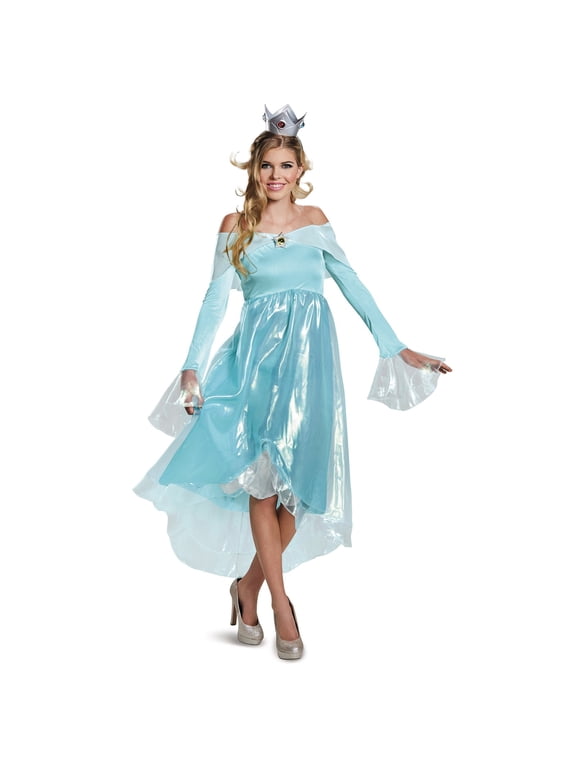 Disguise Super Mario Deluxe Rosalina Fancy-Dress Costume for Women with Crown and Brooch, Adult Sizes S/M/L