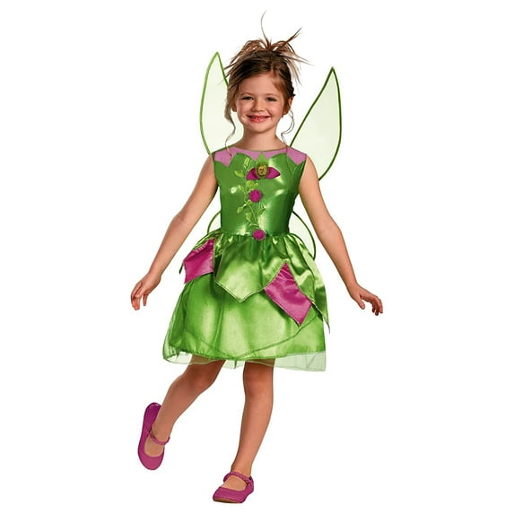 Disguise Tinker Bell Female Halloween Fancy-Dress Costume with Detachable Wings for Girls