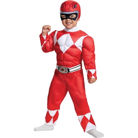 Disguise Toddler Boys' Mighty Morphin Red Ranger Muscle Jumpsuit Costume - 12-18 Months