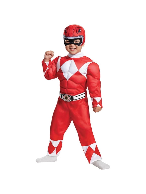 Toddler Boys' Mighty Morphin Red Ranger Muscle Jumpsuit Costume - 2T