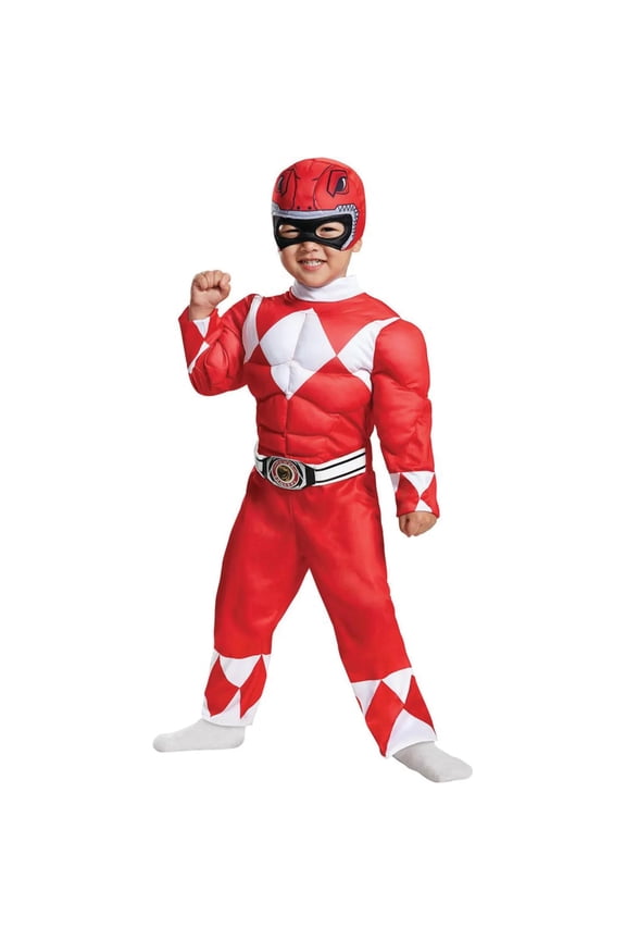 Toddler Boys' Mighty Morphin Red Ranger Muscle Jumpsuit Costume - 3T-4T