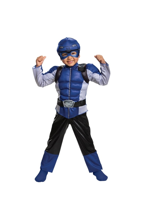 Toddler Boys' Power Rangers Beast Morphers Blue Ranger Muscle Costume - 3T-4T