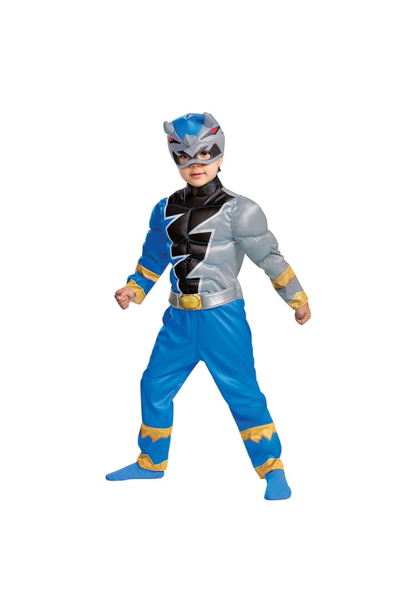 Toddler Boys' Power Rangers Dino Fury Blue Ranger Muscle Jumpsuit Costume - Size 4-6
