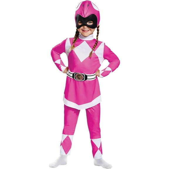 Disguise Toddler Girls' Classic Mighty Morphin Pink Ranger Jumpsuit Costume - 3T-4T