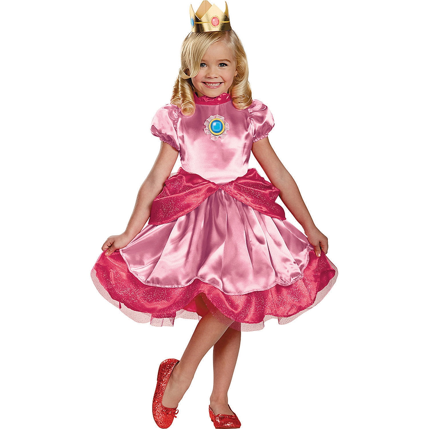 Disguise Toddler Girls' Deluxe Princess Peach Dress Costume - Size 2T ...