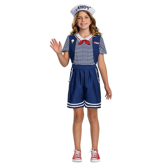 Disguise Girls' Stranger Things Robin Buckley Scoops Ahoy Uniform Classic Costume - Size 10-12 - Blue